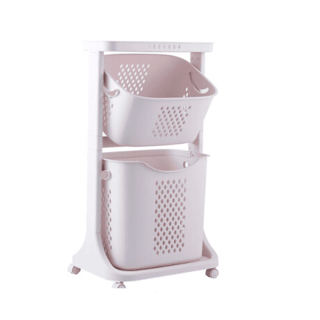 Carro Organizador Cesto Para Baño 2 Canastos y Estante 031-6 001