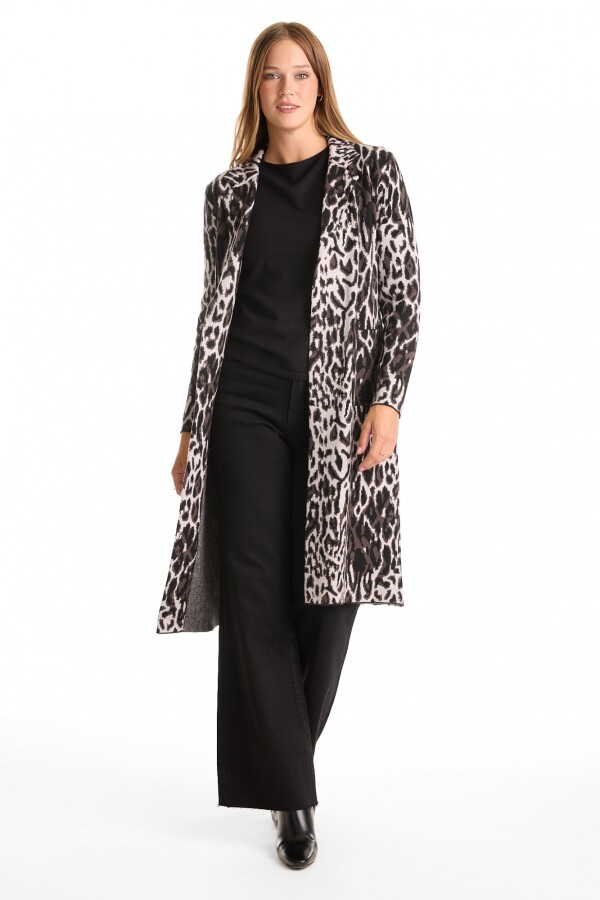 Chaqueta Tejida Larga NEGRO/GRIS