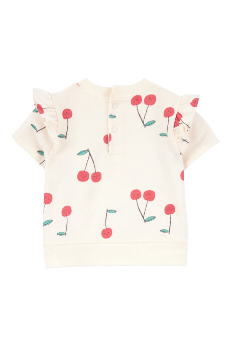 Set tres piezas de algodón, short, blusa y body, diseño cerezas Sin color