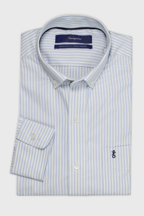 Camisa Premium Rayas Celeste