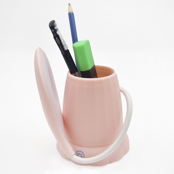 Lampara Tactil Flexible Con Base Porta Lapiz Recargable Led Color Variante Rosa