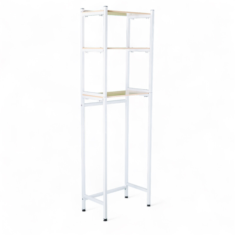Mueble Hierro y Madera Organizador Rack baño sobre inodoro Blanco