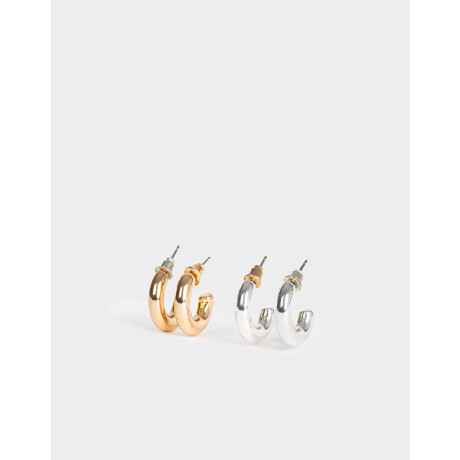 Set De Argollas Biplating Plateado