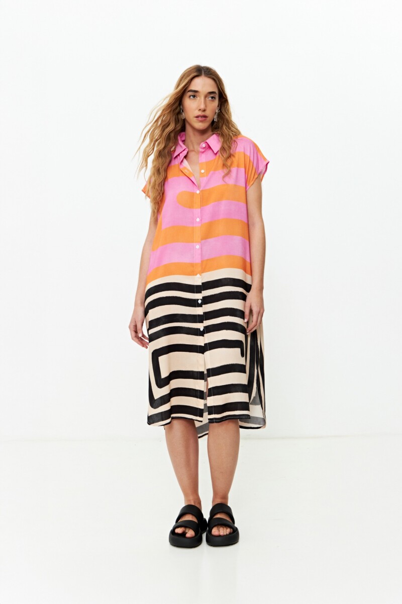 Vestido camisero negro estampado negro