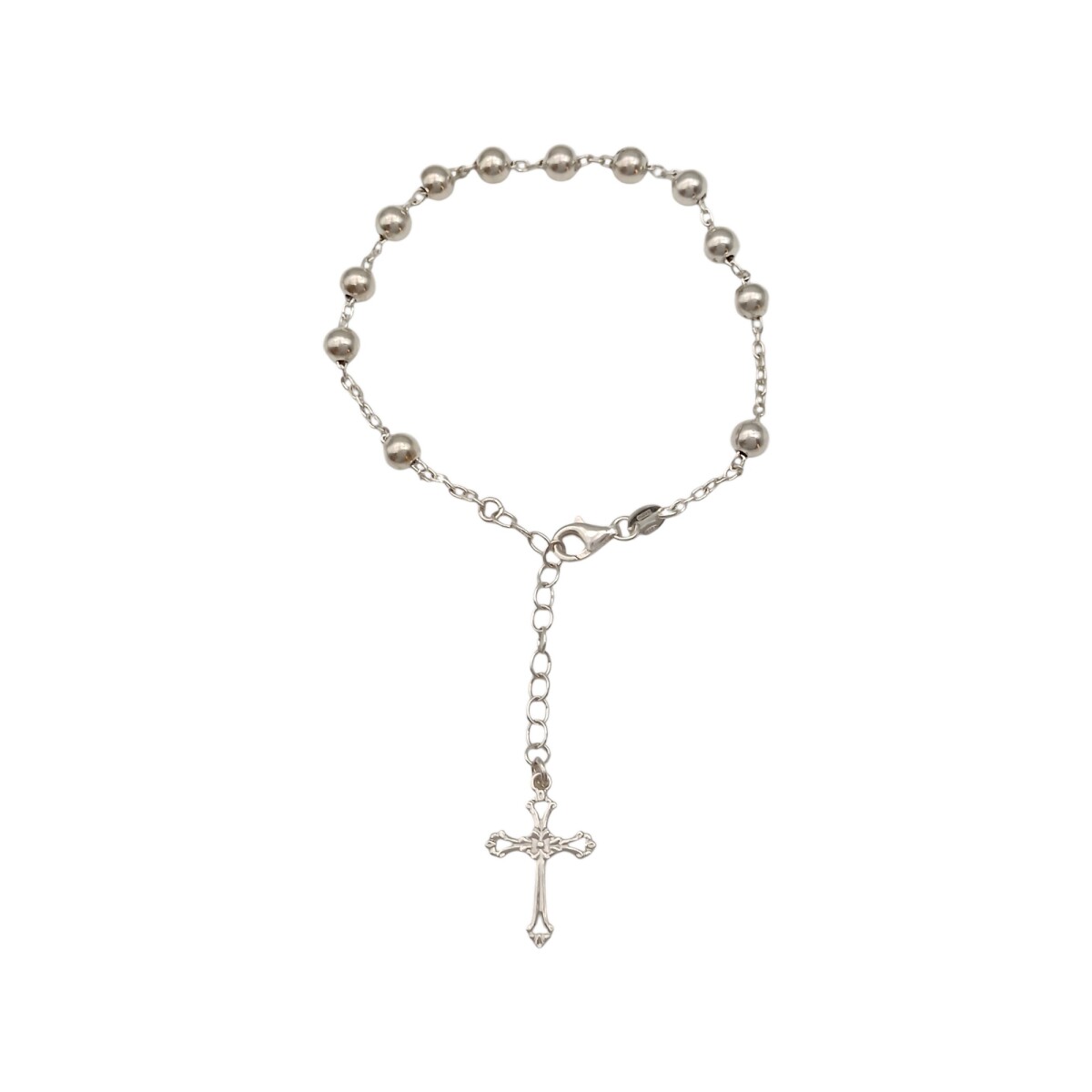 Pulsera Bolitas con dije cruz-Plata 925-Sin Piedra-PU3673 - sinpiedra 
