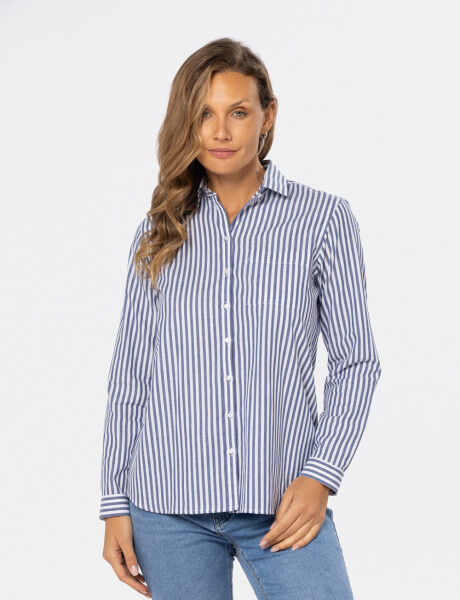 CAMISA HOLGADA RAYADA Azul