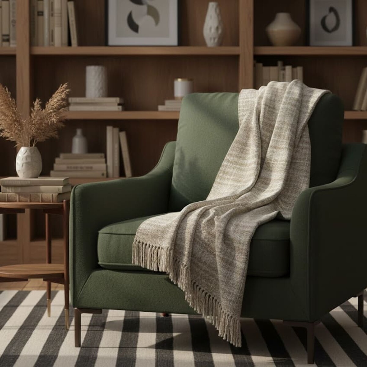 Manta para sillón y cama algodón Rústica beige - 130cm 