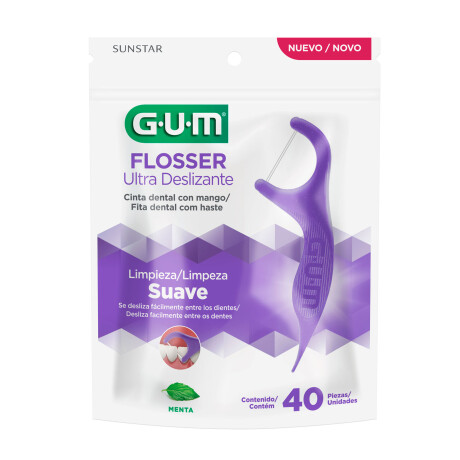 GUM FLOSSER CINTA DENTAL CON MANGO SABOR MENTA 40 UNIDADES GUM FLOSSER CINTA DENTAL CON MANGO SABOR MENTA 40 UNIDADES