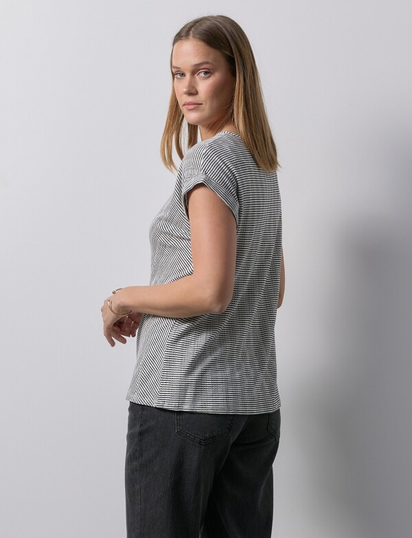 Remera Esc V Lineas BLANCO/NEGRO