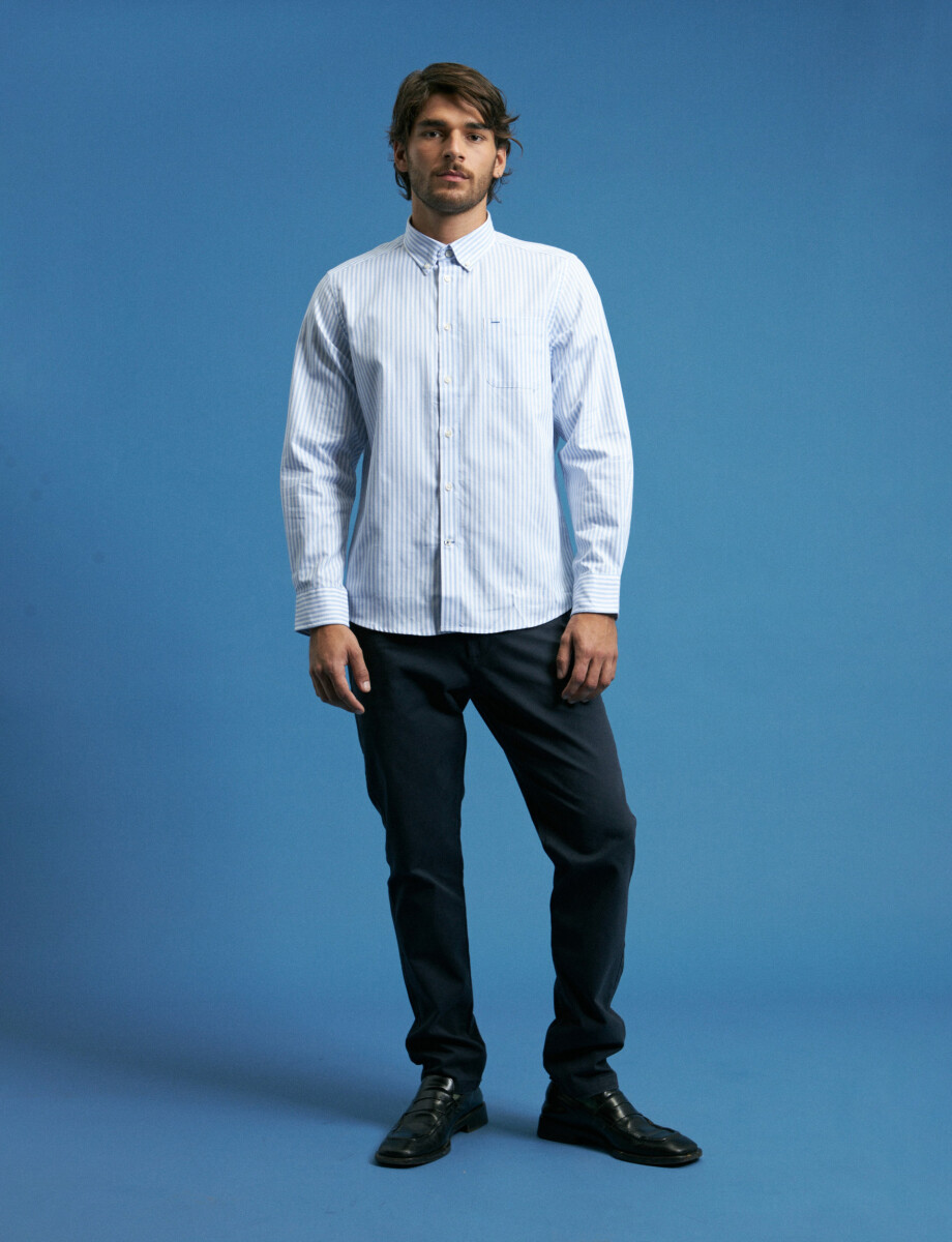 012608 CAMISA HARRINGTON LABEL Blanco/celeste