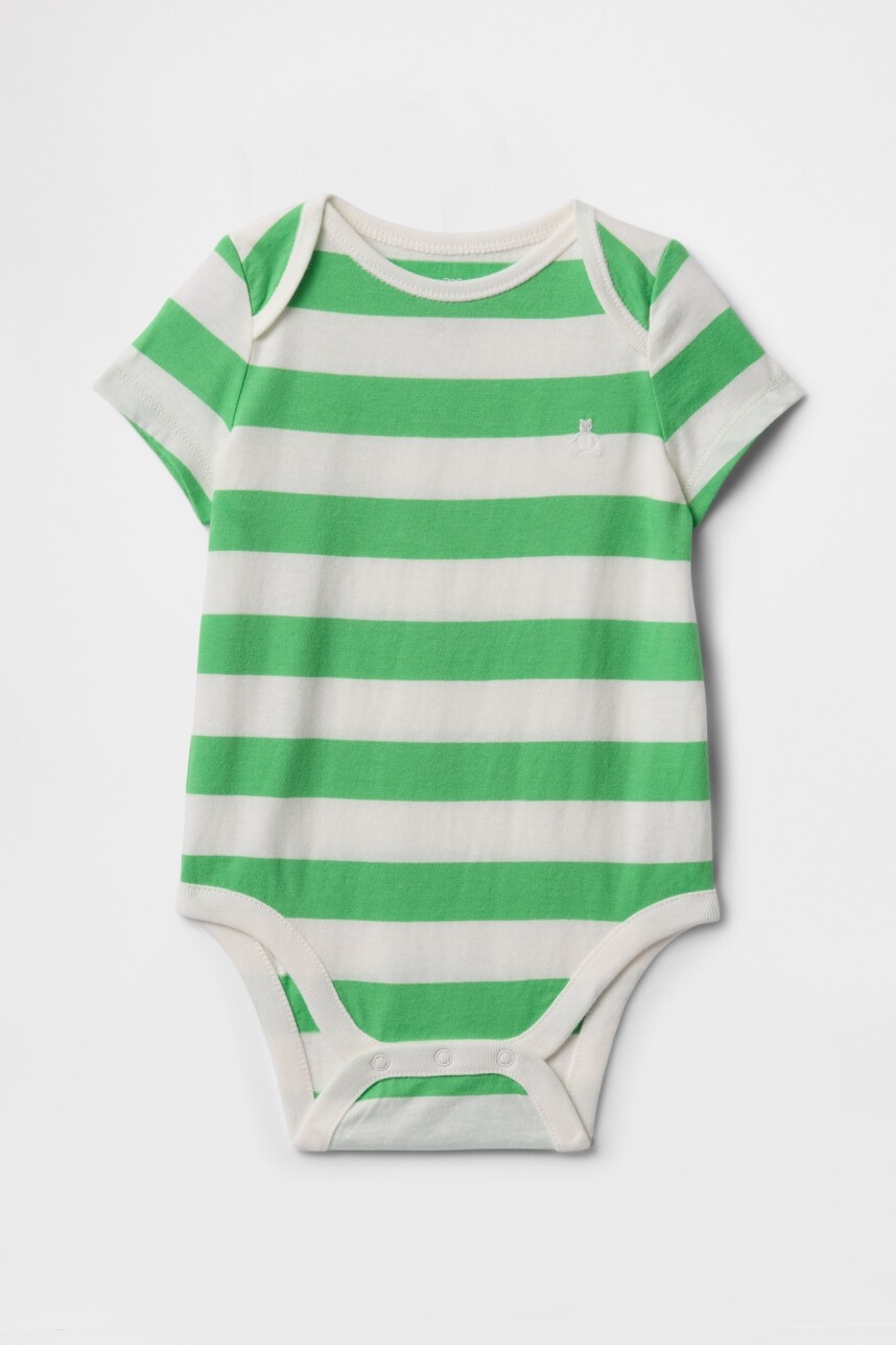 Body A Rayas Bebé White Green Stripe
