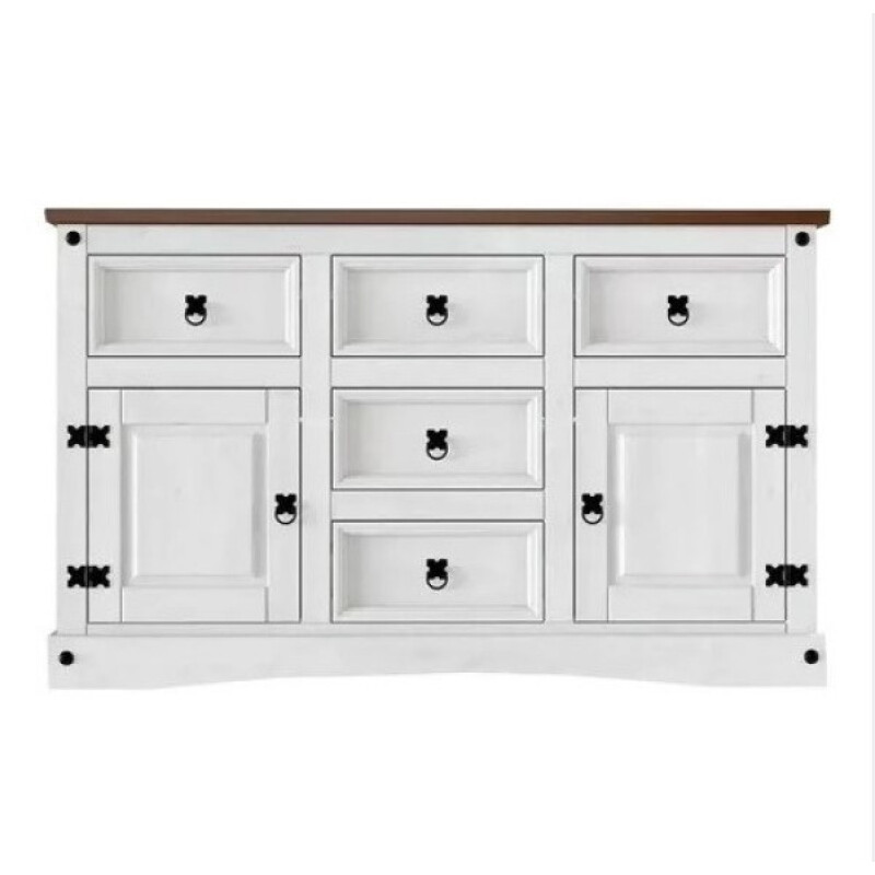 Mueble Estilo Mexicano 2 Puertas 5 Cajones Color BLANCO y CERA NATURAL Mueble Estilo Mexicano 2 Puertas 5 Cajones Color BLANCO y CERA NATURAL