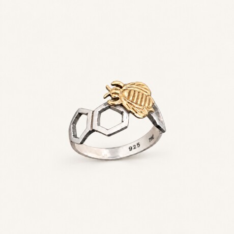 Anillo Abeja Calado - Plata y Oro Anillo Abeja Calado - Plata y Oro