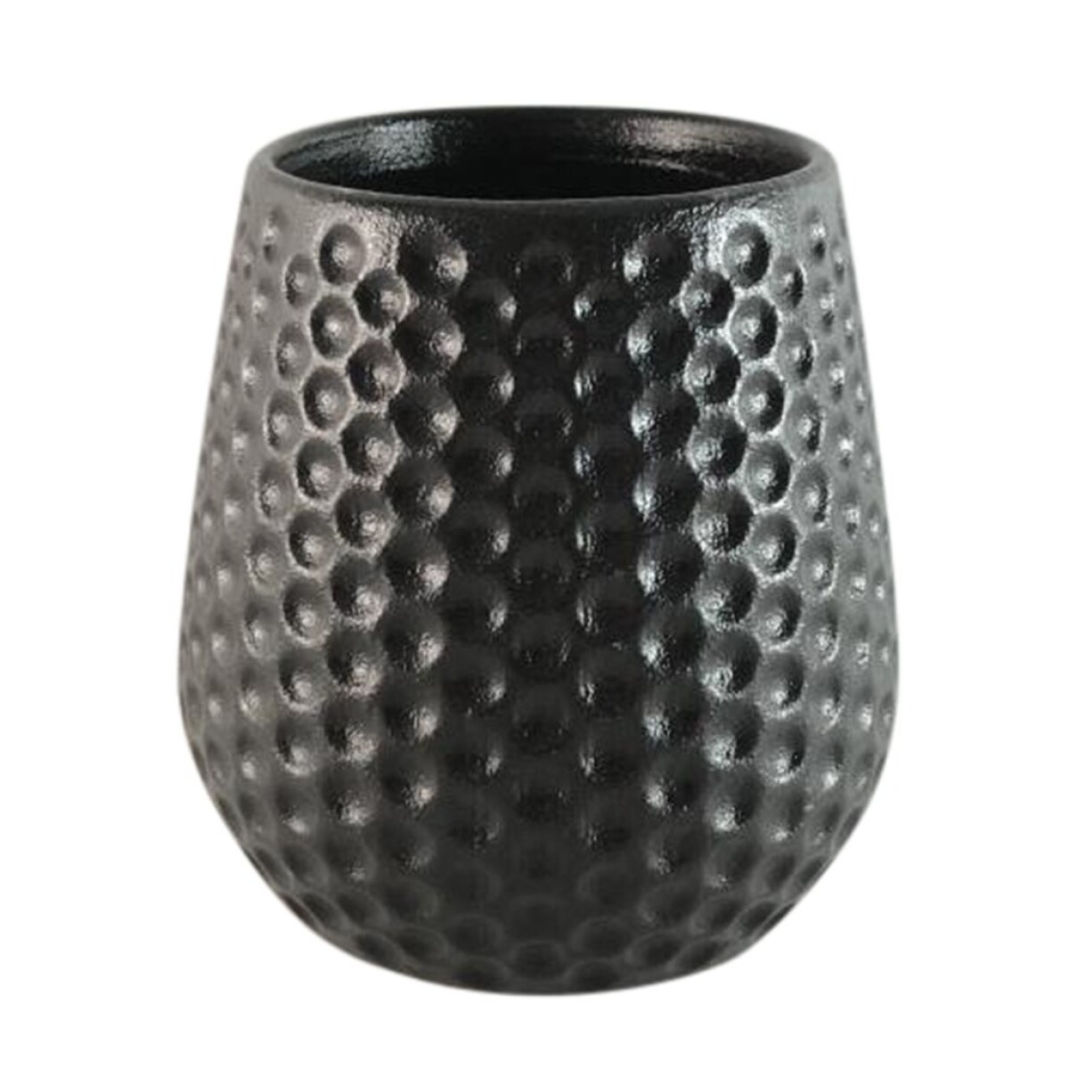 MACETA CERAMICA 12X12X12.5CM "DOTS" NEGRO 