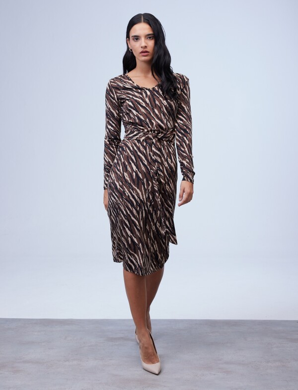 Vestido Lazo Print MARRON/MULTI