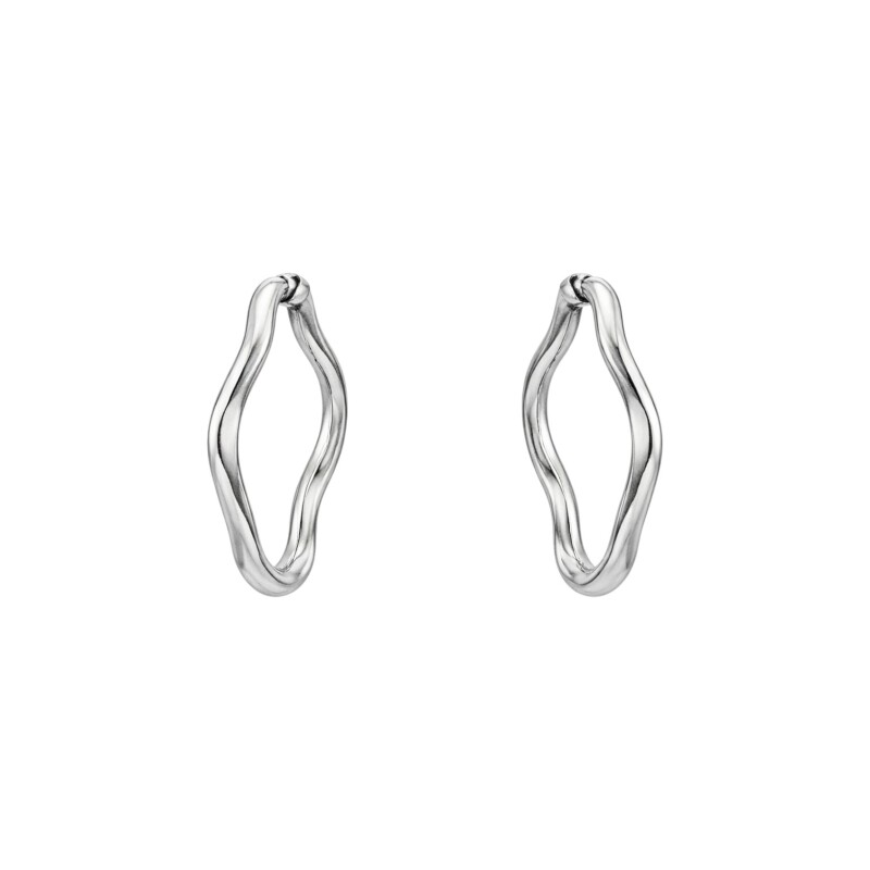 Caravanas Aro Ondulado Plata - Plata 925- Sin Piedra - CA4116 sinpiedra