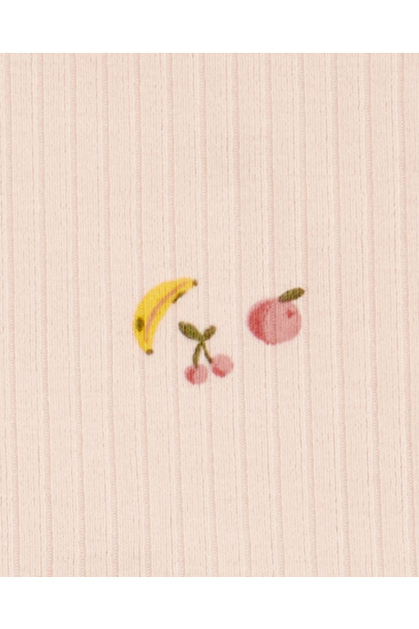 Set dos piezas de algodón acanalado, short y blusa, diseño frutas Sin color