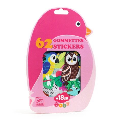DJ0005 Set De 62 Stickers Para Bebés +18m Djeco - Birds