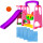 Tobogán Infantil + Hamaca + Aro Basket+ Pelota+ Pisos Rosado/Violeta