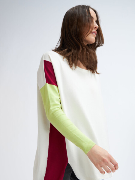 Sweater de punto combinado Verde - Fuccia - Crudo