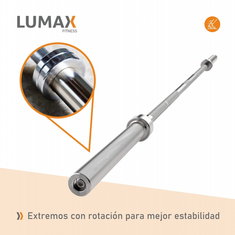 Barra Olímpica Profesional Lumax + 2 Mariposas 2.20mts Barra Olímpica Profesional Lumax + 2 Mariposas 2.20mts