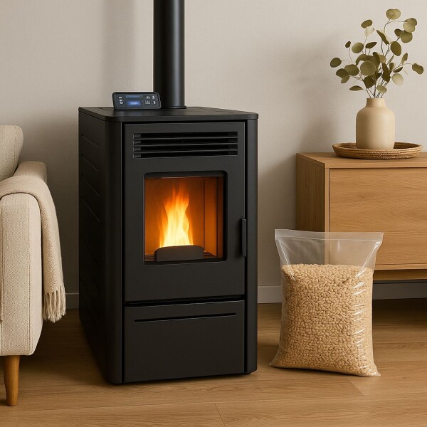 Calefactor a Pellet Warm SR-P4 | 4 kW | Hasta 40 m² con Kit de Caños Incluido Calefactor a Pellet Warm SR-P4 | 4 kW | Hasta 40 m² con Kit de Caños Incluido