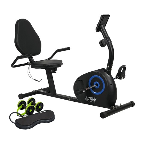 Bicicleta Fija Horizontal Active - Odómetro Pulsómetro Negro