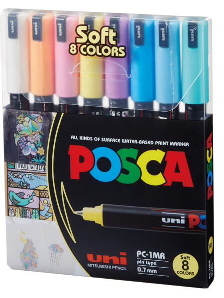 SET PINCEL MARCADOR UNI POCSA 0.7MR 8 UNIDADES COLORES PAST. N/A