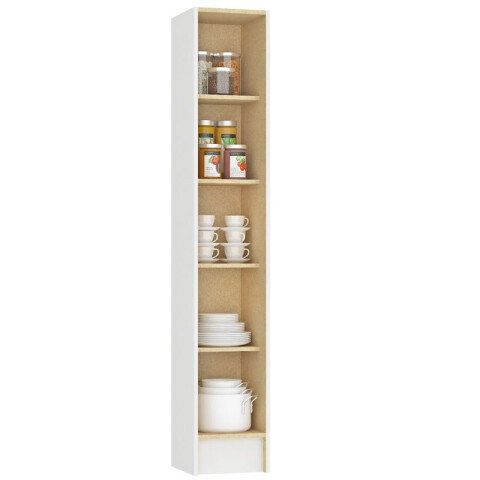 Multiuso panelero 1 puerta 4 estantes interior natural 30x32x168 Blanco