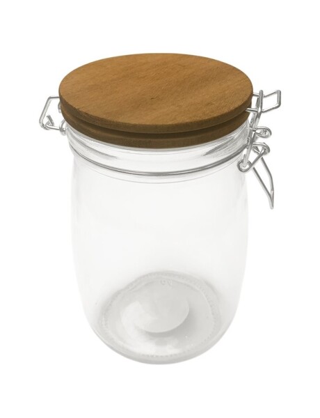 RECIPIENTE VIDRIO 1000ML TAPA MADERA/BROCHE D11XH17CM RECIPIENTE VIDRIO 1000ML TAPA MADERA/BROCHE D11XH17CM