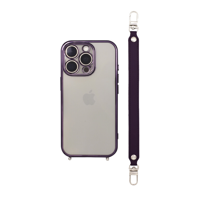 Protector para iPhone 16 Pro bordes violeta con correa Protector Para Iphone 16 Pro Bordes Violeta Con Correa