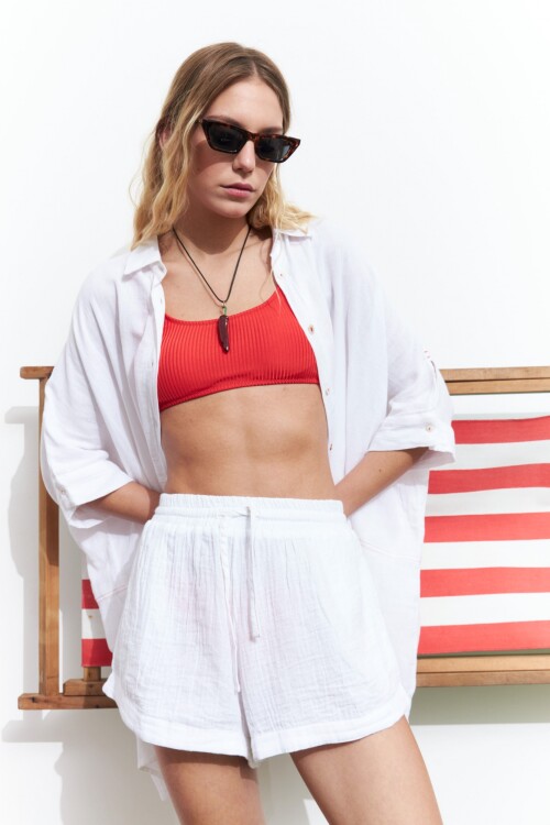 Short texture blanco
