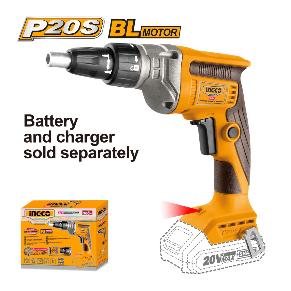 Atornillador Yeso a Bateria 20V P20S Brush Less sin Bat sin Carg CDSLI2042006 