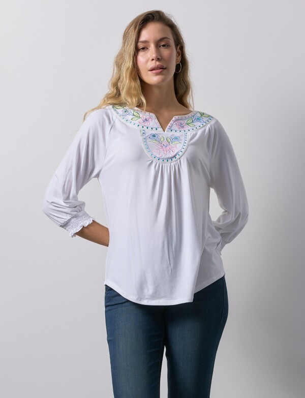 Blusa Bordada BLANCO/MULTI