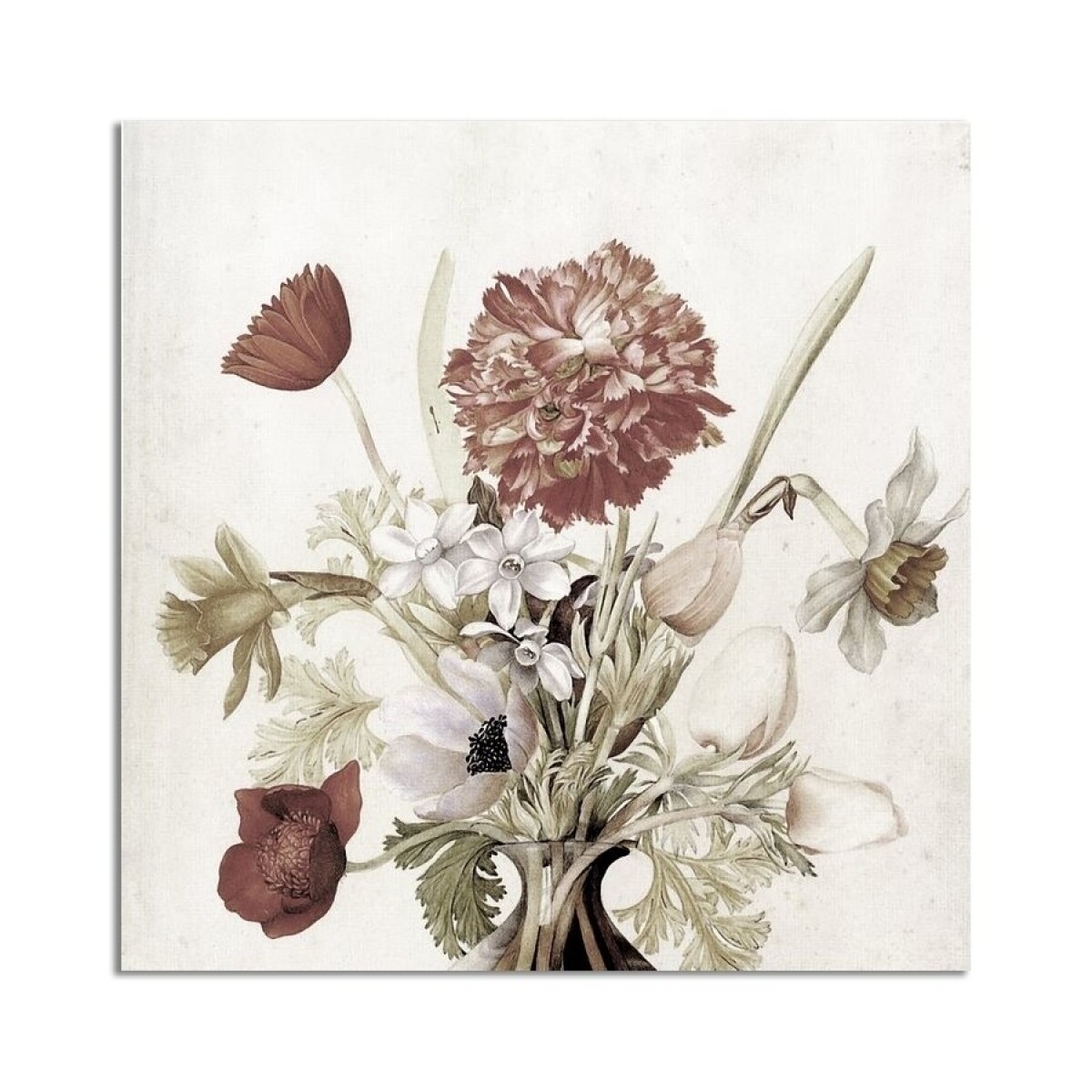 Cuadro Canvas 543058-01 30X30CM Flores Beige 