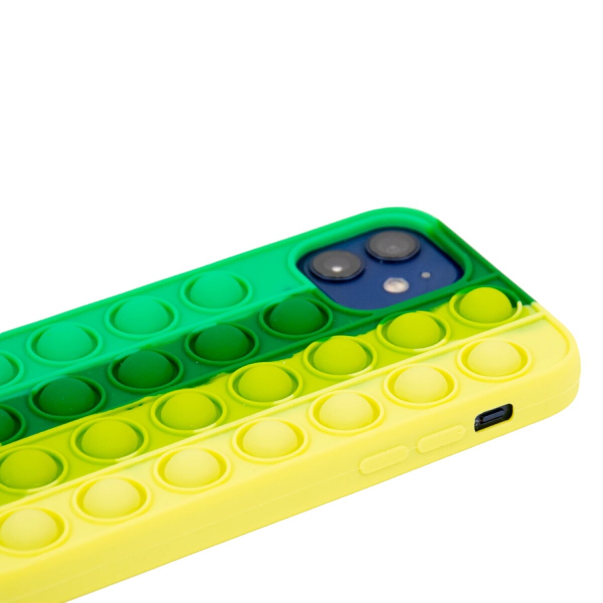 Estuche Funda Pop It De Silicona Iphone 12 - Verde Y Amarillo 