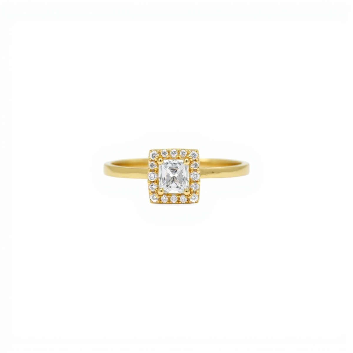 Anillo compromiso Cuadrado -Oro bajo-Piedras zirconias-AN8556 - conpiedra 
