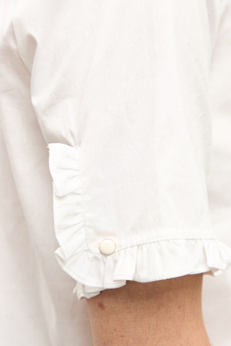 Camisa manga corta con volados blanco