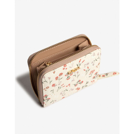 Billetera Con Cierre Estampado Flores