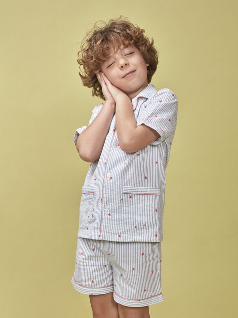 Pijama Rayas Con Estrellas Blanco