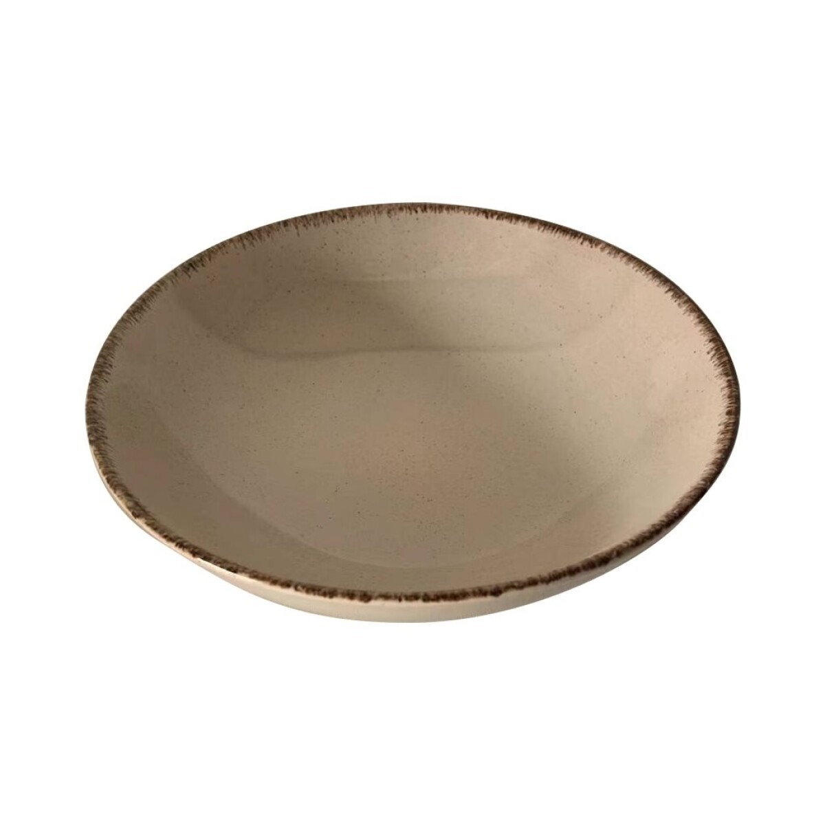 PLATO HONDO D20CM BEIGE BORDE MARRON 