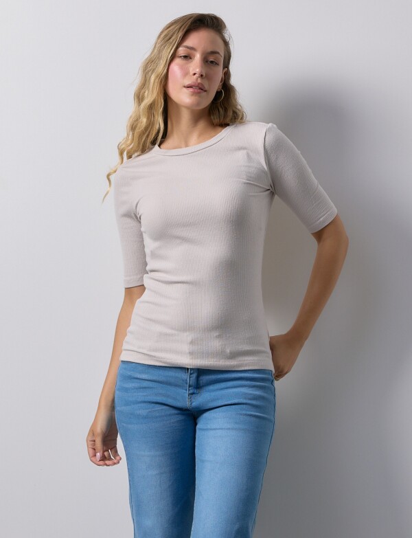 Remera Modal Ribs BEIGE
