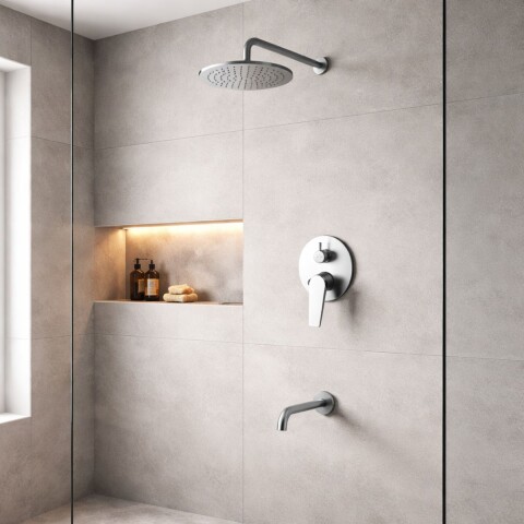 Griferia de ducha Monocomando embutida con Transferencia Chronos Cromado Griferia De Ducha Monocomando Embutida Con Transferencia Chronos Cromado