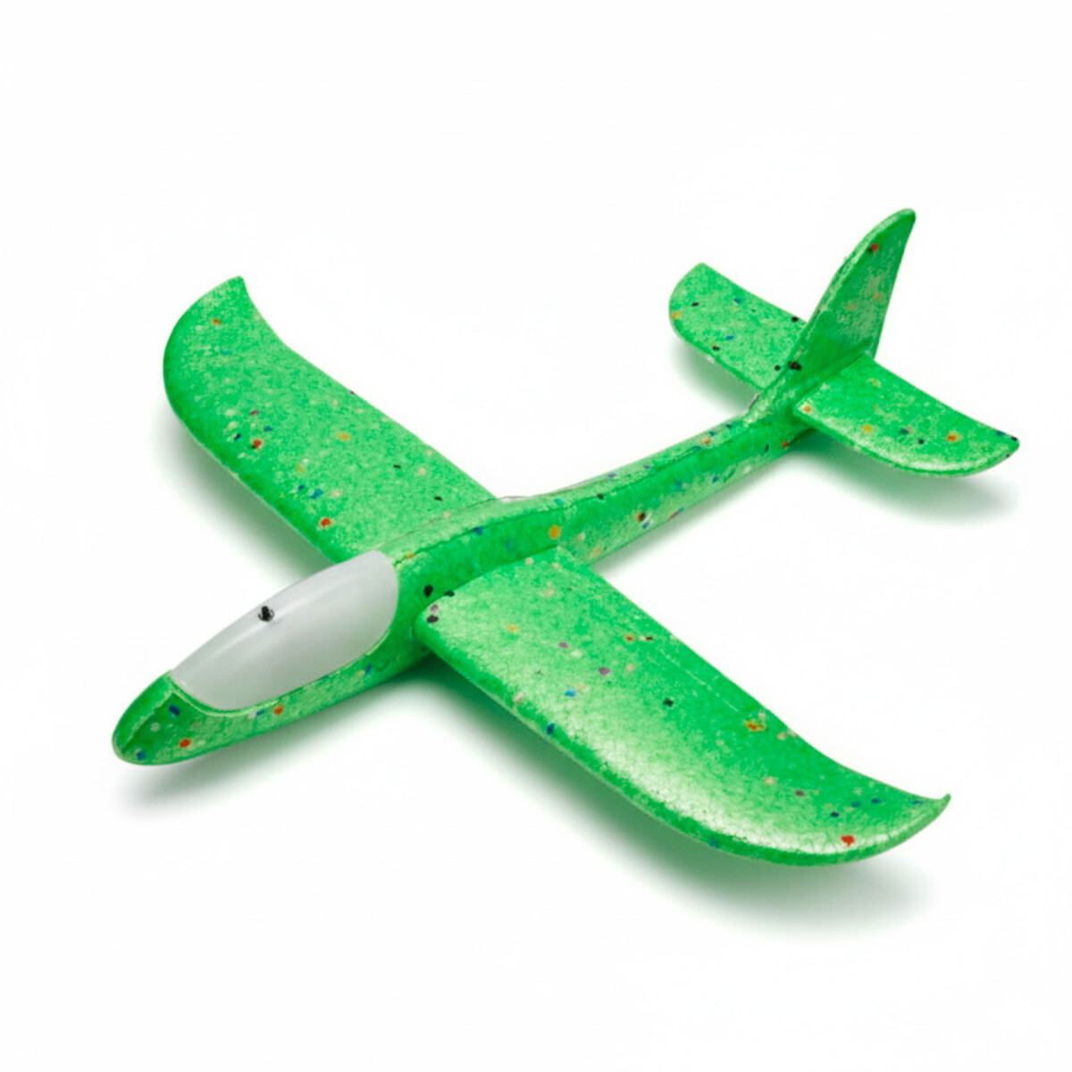 Avion Planeador Cometa Espuma Con Luces Led 48 Cm Lanzable - Color Verde 