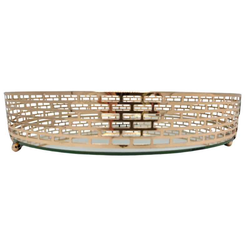 Bandeja Metalica de 35CM Dorado C/ Espejo Bandeja Metalica de 35CM Dorado C/ Espejo
