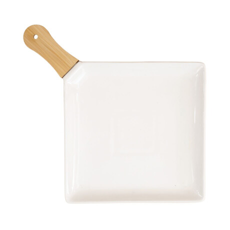 Plato cuadrado de ceramica con mango de madera Plato cuadrado de ceramica con mango de madera