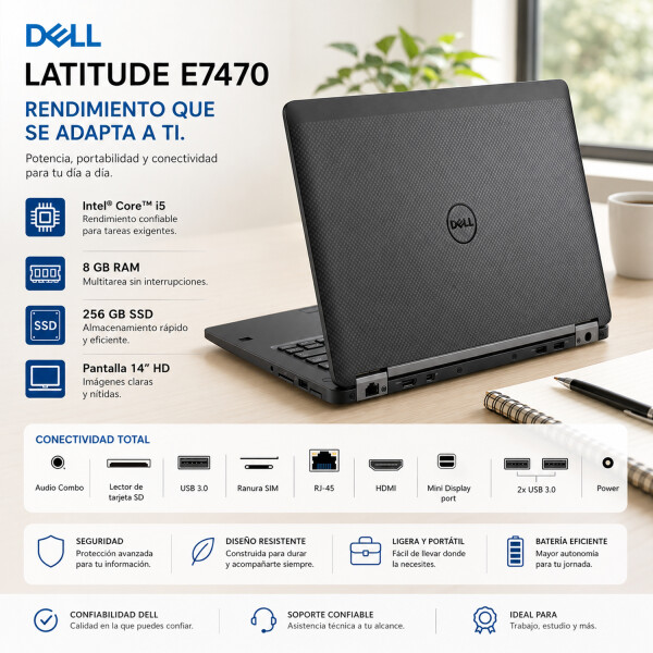 Notebook Dell Latitude E7470 I5 8 Gb Ram 256gb Ssd NOTEBOOK RFPL DELL E7470 I5/8/256/14"