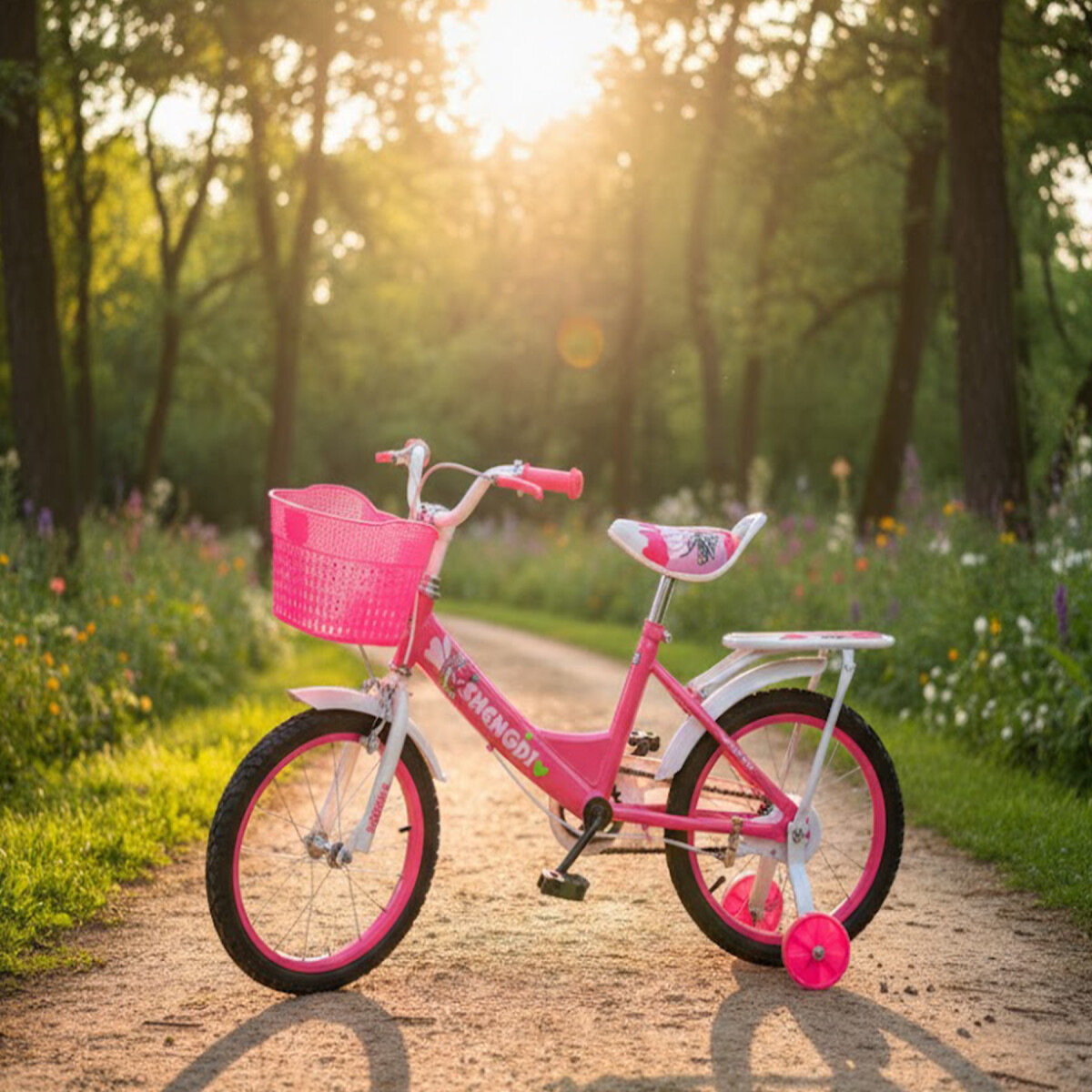 Bicicleta infantil Shengdi Rodado 16 Canasto Parrilla Hadas - Color Rosa Oscuro 