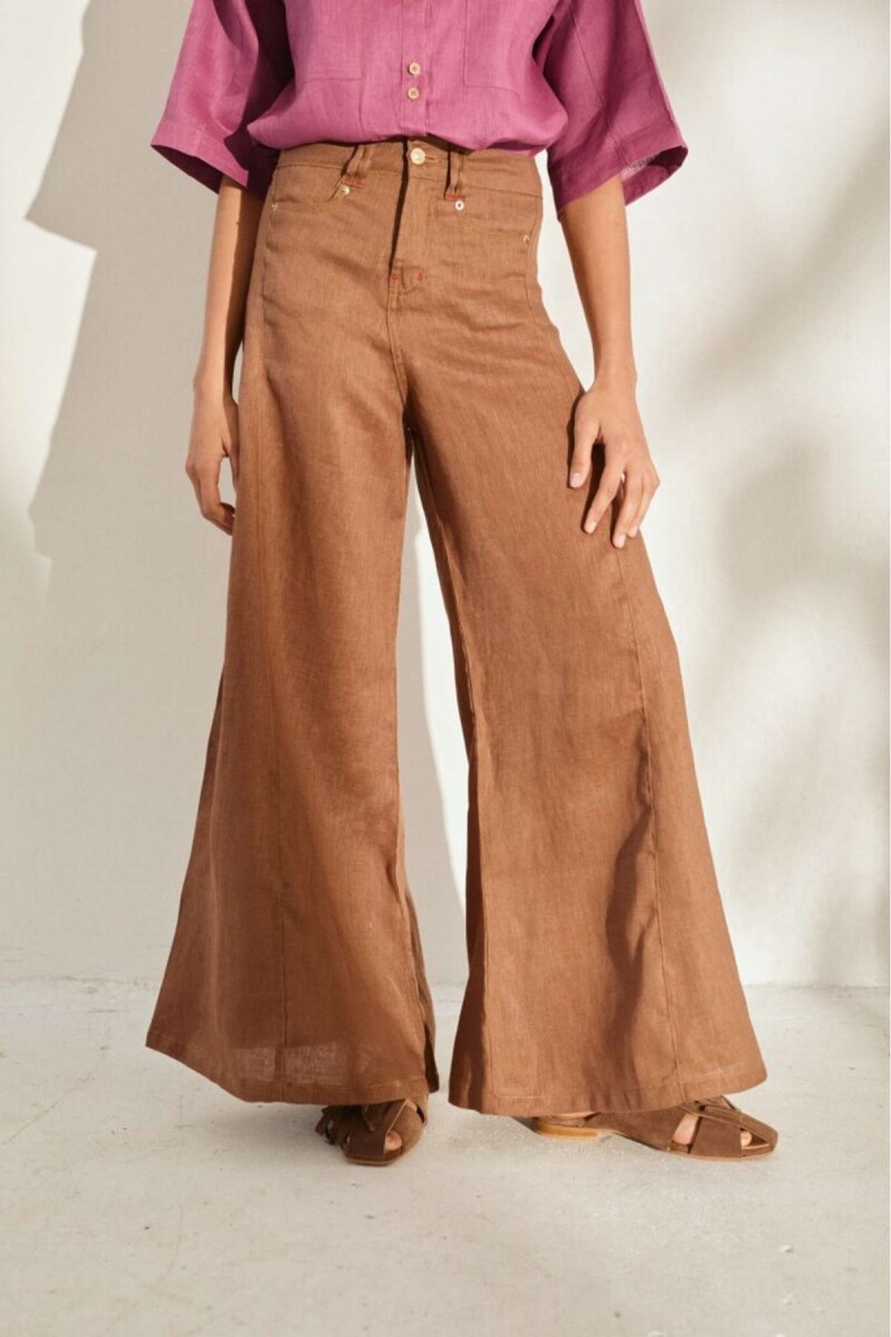 Pantalon Wide Xl Linen Ss26 - Kaki 