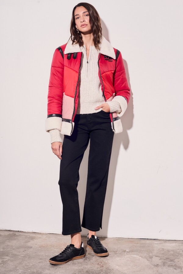 Campera Capitoneada Combinada Rojo